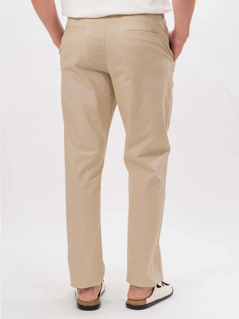 Maniac  Maniac Mens Cut and Sew Solid Light Beige Cotton Trackpant for Men | Best Price UAE